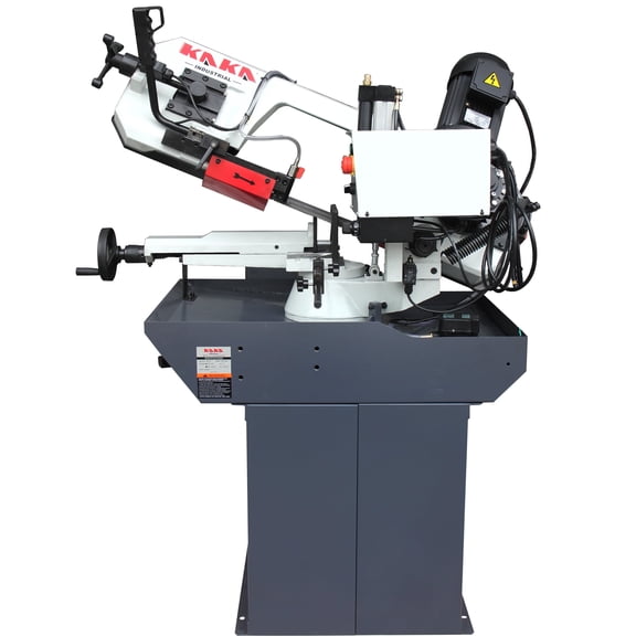 KAKA Industrial BS-106G horizontal bandsaw. Cuts up to 10”x6.1"round metal stock at 90°. Swivel head miters up to 60° Metal Cutting Band Saw, 220V-60HZ-3PH