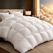 KAKABELL Down Feather Comforter King Size, All-Season Duvet Insert, 100% Cotton Shell, 8 Corner Tabs, White 106x90Inches