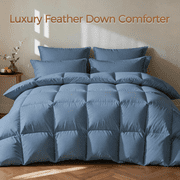 KAKABELL Goose Feather & Down Comforter Oversized King Size, 3D-Baffle Box Construction, 8 Corner Tabs,Top-Grade White Goose Feather & Down 100% Cotton Cover, Soft & Airy, 98" x 120"