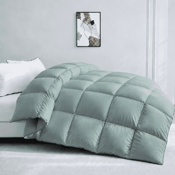 KAKABELL Premium Goose Feather & Down Comforter King Size,100% Cotton Cover,Fluffy & Lightweight,3D-Baffle Box Design,Equipped with 8 Corner Tabs ,Soft & Breathable, Premium Hotel Bedding 90" x 106"