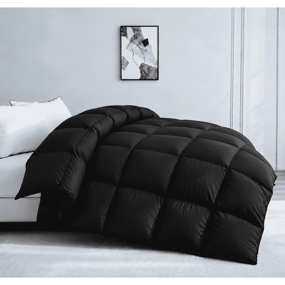 KAKABELL Premium Goose Feather & Down Comforter Oversized King Size,100% Cotton Cover,3D-Baffle Box Design,Equipped with 8 Corner Tabs ,Soft & Breathable, Premium Hotel Bedding 98" x 120"