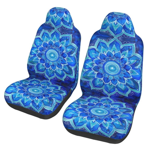 KAKALAD Abstract Blue Mandala Of Vishuddha Chakra 01 Car Accessories Seat Covers Set Vehicle Seat Covers Universal Front Seats Protector 2 Pcs