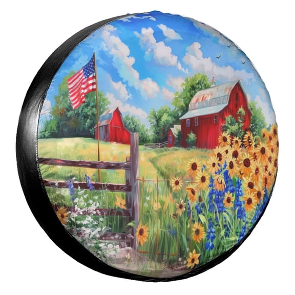 KAKALAD America The Beautiful Summer 01 Spare Tire Cover Universal Vehicle Accessories Buckle Car Tools 15”in