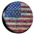 thumbnail image 1 of KAKALAD American Flag 4th Of July Star And Stripe Spare Tire Cover Universal Car Vehicle Tools For Rv SUV Truck Camper Travel Trailer Accessories Buckle 16” Inch, 1 of 6