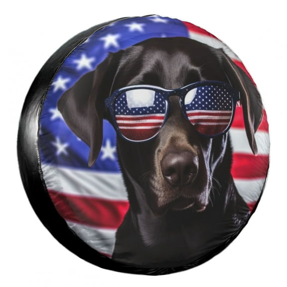 KAKALAD American Flag Black Lab Labrador Dog 02 Spare Tire Cover Weatherproof Universal Vehicle Accessories 14 Inch