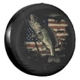 thumbnail image 1 of KAKALAD American Flag Camo Fishing 08 Spare Tire Cover Universal Vehicle Accessories Buckle Car Tools 16”in, 1 of 6