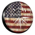 thumbnail image 1 of KAKALAD American Flag Adventure Awaits Mountain Compass White Spare Tire Cover Universal Vehicle Accessories Buckle Car Tools 16”in, 1 of 6