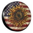 thumbnail image 1 of KAKALAD American Flag Painted Wood Wall Cool Cheetah Leopard Print Sunflower 01 Spare Tire Cover Universal Car Vehicle Tools For Rv SUV Truck Camper Travel Trailer Accessories Buckle 16” Inch, 1 of 6