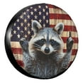 thumbnail image 1 of KAKALAD American Flag Funny Raccoon 01 Spare Tire Cover Universal Vehicle Accessories Buckle Car Tools 16”in, 1 of 6