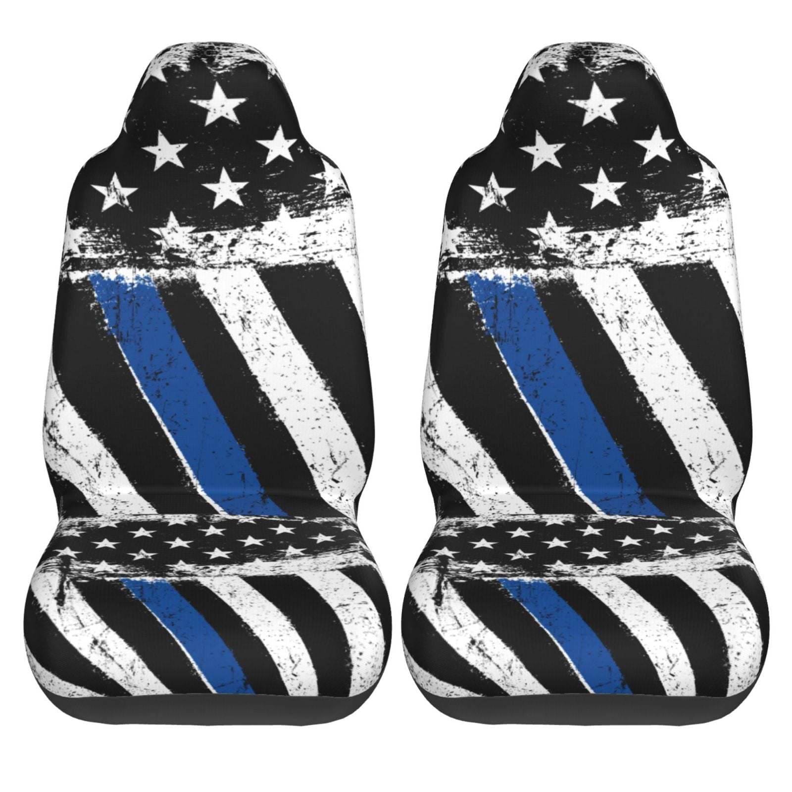 KAKALAD American Flag With Thin Blue Line Car Seat Covers Set Vehicle Front Seats Protector 2