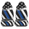 thumbnail image 1 of KAKALAD American Flag With Thin Blue Line Car Seat Covers Set Vehicle Front Seats Protector 2 Pcs, 1 of 9