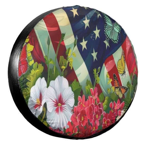 KAKALAD American Garden Summer 02 Spare Tire Cover Universal Vehicle Accessories Buckle Car Tools 16”in