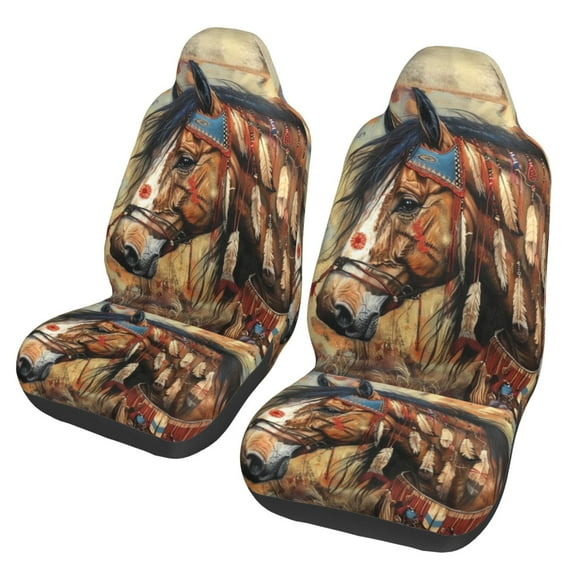 KAKALAD American Horse 01 Car Accessories Seat Covers Set Vehicle Seat Covers Universal Front Seats Protector 2 Pcs