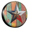 thumbnail image 1 of KAKALAD American Star Texas Vintage Colorful Artwork Painted On Wood Pattern 01 Spare Tire Cover Universal Vehicle Accessories Buckle Car Tools 15”in, 1 of 6