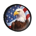 thumbnail image 1 of KAKALAD Bald Eagle American Flag 02 Spare Tire Cover PVC Leather Universal Vehicle Accessories Buckle Car Tools 14”in, 1 of 4