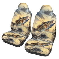 KAKALAD Bass Fish Jumping 08 Car Accessories Seat Covers Set Vehicle Seat Covers Universal Front Seats Protector 2 Pcs