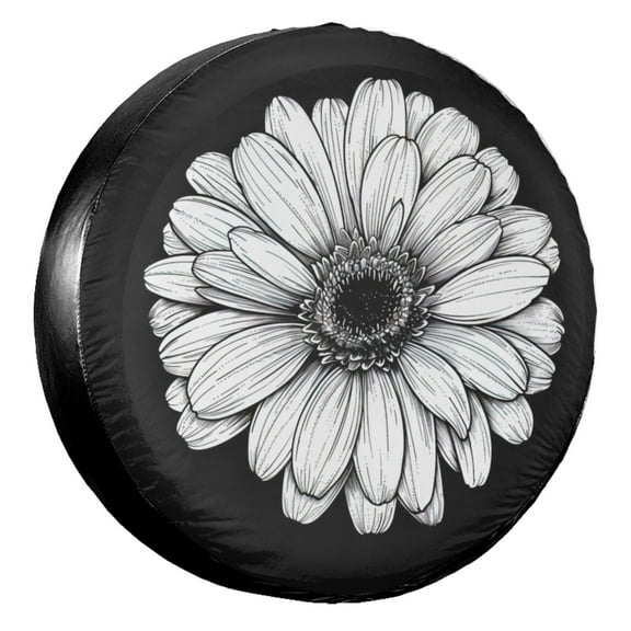 KAKALAD Beautiful Daisy Gerbera Flower Spare Tire Cover Wheel Protectors Weatherproof Universal Vehicle Dust-Proof for Trailer Rv SUV Truck Camper Travel Trailer Accessories 14 ” Inch