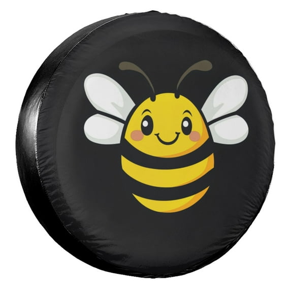 KAKALAD Bee Cartoon Spare Tire Cover Universal Car Vehicle Tools For Rv SUV Truck Camper Travel Trailer Accessories Buckle 16” Inch