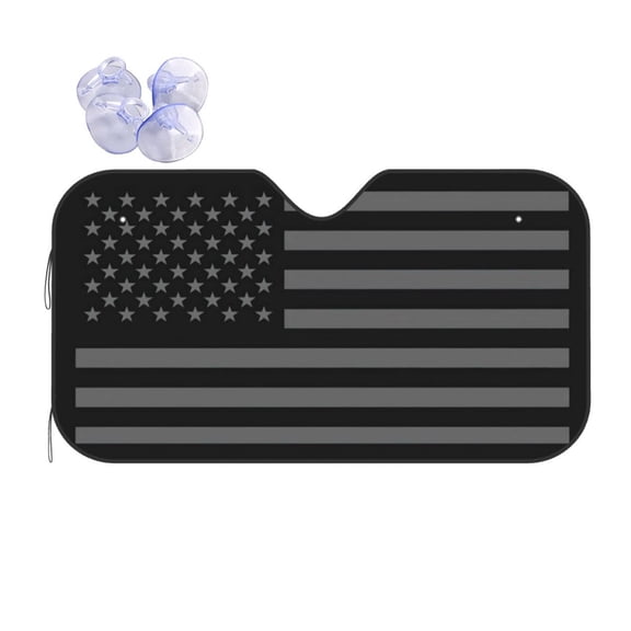 KAKALAD Black America Usa Flag Universal Windshield Sunshade Aluminum Folding 51"x 27.5"