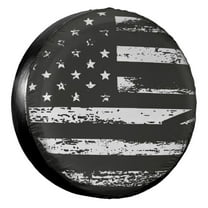 KAKALAD Black white vintage american flag Spare Tire Cover Universal Car Vehicle Tools For Rv SUV Truck Camper Travel Trailer Accessories Buckle 14” Inch