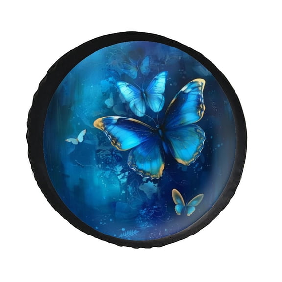 KAKALAD Blue Butterfly On Dark 02 Spare Tire Cover PVC Leather ...