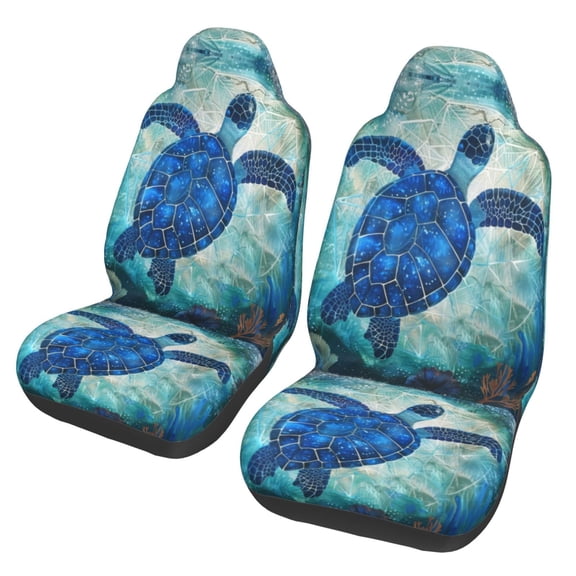 KAKALAD Blue Sea Turtle 03 Car Accessories Seat Covers Set Vehicle Seat Covers Universal Front Seats Protector 2 Pcs