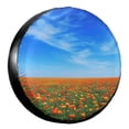 thumbnail image 1 of KAKALAD Blue Sky Field Orange Yellow Flowers 03 Spare Tire Cover Weatherproof Universal Vehicle Accessories 17 Inch, 1 of 6