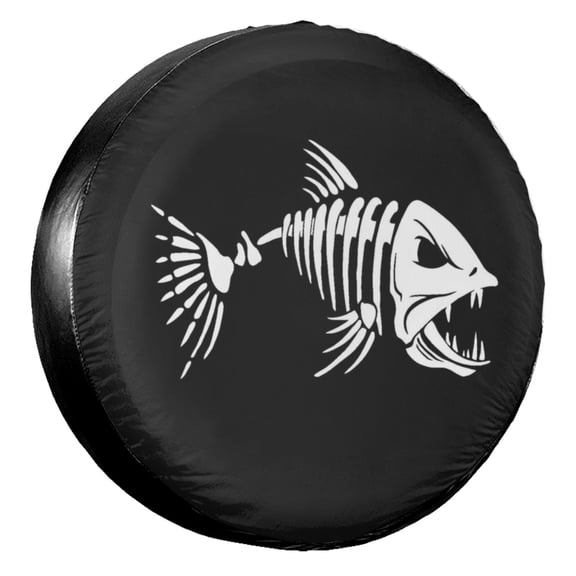 KAKALAD Bones fish Spare Tire Cover Universal Vehicle Accessories Buckle Car Tools 15”in