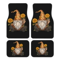 KAKALAD Brown Sunflower Gnome 01 Car Floor Mats 4PC Set Carpet Protection, Universal Fit for Car SUV VA & Truck, Vehicle Front & Rear