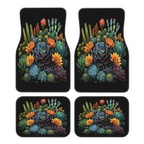 KAKALAD Cactus And Succulent 01 Car Floor Mats 4PC Set Carpet Protection, Universal Fit for Car SUV VA & Truck, Vehicle Front & Rear