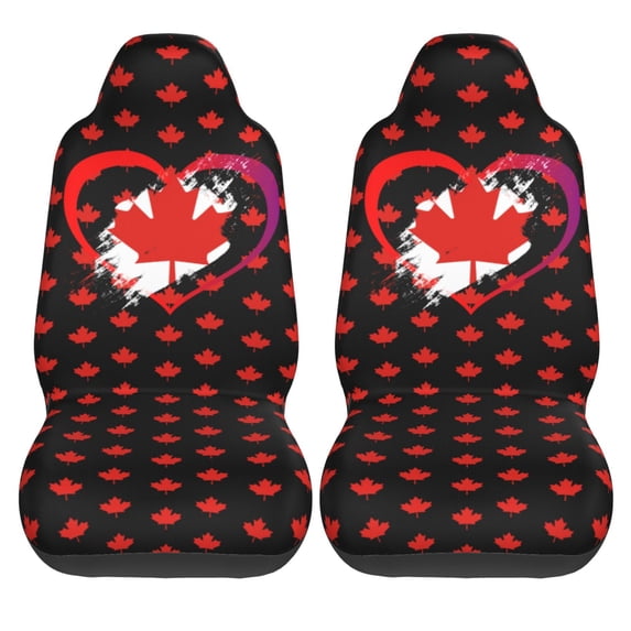 KAKALAD Canada flag love maple leaf Car Seat Covers Set Vehicle Front Seats Protector 2 Pcs