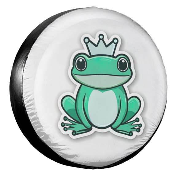 KAKALAD Cartoon Frog Wearing Crown 01 Spare Tire Cover Universal Vehicle Accessories Buckle Car Tools 17”in