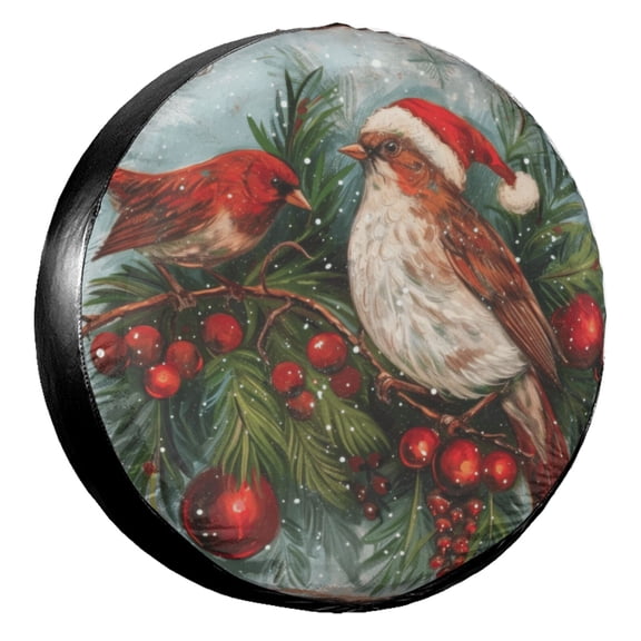 KAKALAD Christmas Bird 07 Tire Cover Universal Durable Waterproof Car Vehicle Tools Accessories Buckle 16” Inch