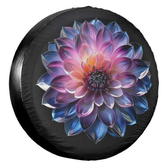KAKALAD Chrome Pink And Purple Flower Spare Tire Cover Universal Car Vehicle Tools For Rv SUV Truck Camper Travel Trailer Accessories Buckle 15” Inch