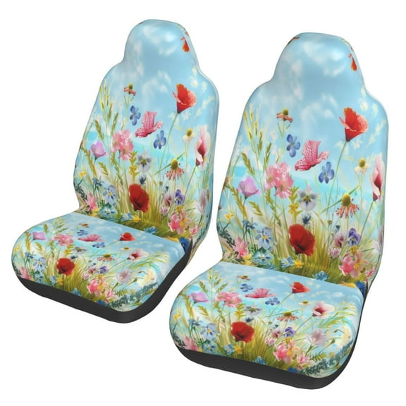KAKALAD Coastal Flowers Summer 01 Car Accessories Seat Covers Set Vehicle Seat Covers Universal Front Seats Protector 2 Pcs