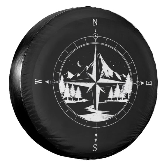 KAKALAD Compass Mountains 01 Spare Tire Cover Universal Vehicle Accessories Buckle Car Tools 16”in