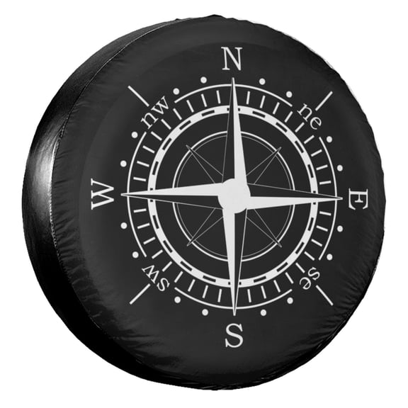 KAKALAD Compass sun dial black Spare Tire Cover Universal Vehicle Accessories Buckle Car Tools 15”in