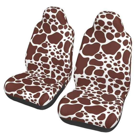KAKALAD Cow leather skin brown pattern Universal Car Seat Covers Set Vehicle Front Seats Protector 2 Pcs