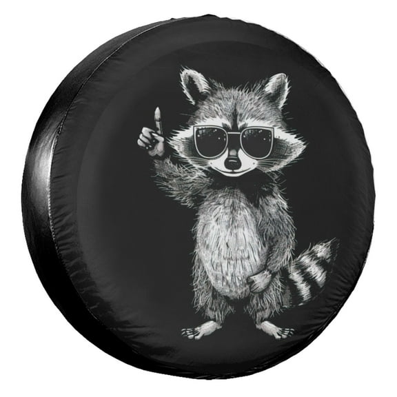 KAKALAD Cute Raccoon Spare Tire Cover Universal Car Vehicle Tools For Rv SUV Truck Camper Travel Trailer Accessories Buckle 14” Inch