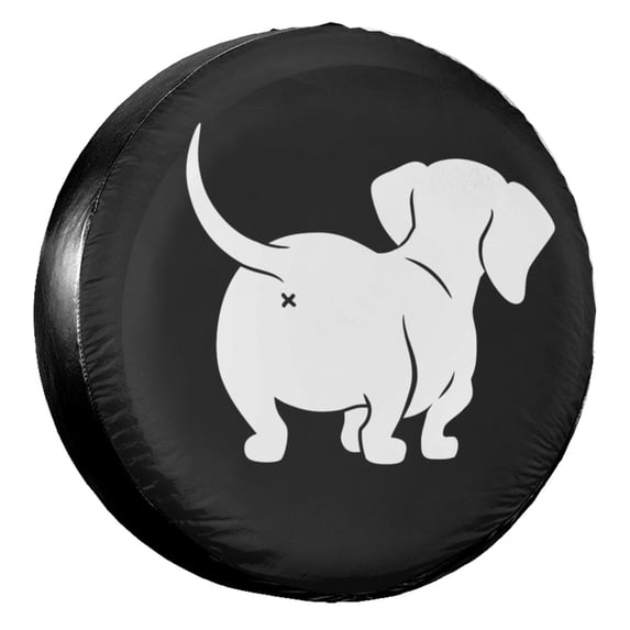 KAKALAD Cute dachshund sausage dog Spare Tire Cover Universal Vehicle Accessories Buckle Car Tools 14”in