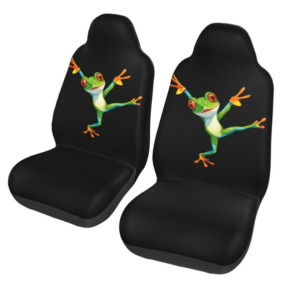 KAKALAD Dancing Tree Frog Car Accessories Seat Covers Set Vehicle Seat Covers Universal Front Seats Protector 2 Pcs
