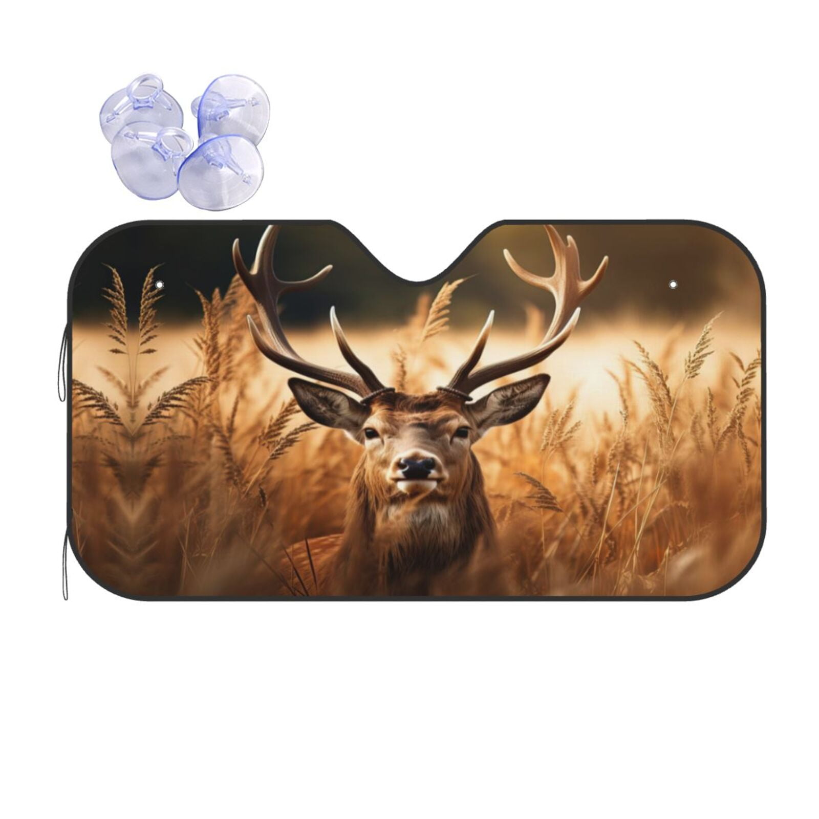 KAKALAD Deer Head In Tall Grass 02 Universal Windshield Car Sun Shades ...