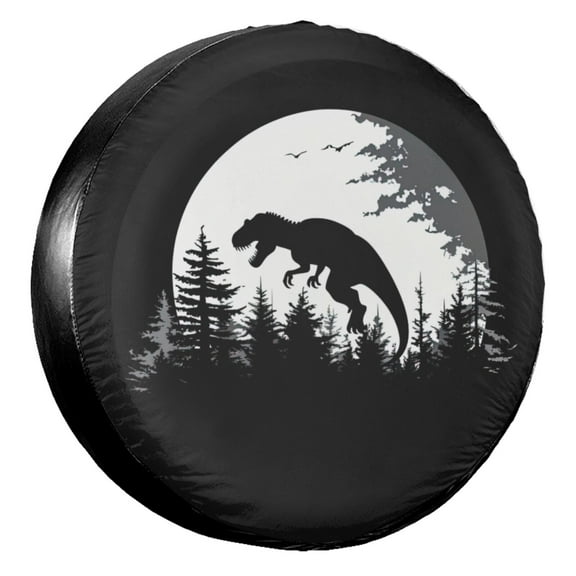 KAKALAD Dinosaur Moon 06 Spare Tire Cover Universal Car Vehicle Tools For Rv SUV Truck Camper Travel Trailer Accessories Buckle 14” Inch
