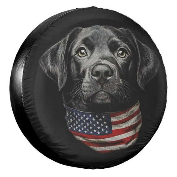 KAKALAD Dog American Flag Labrador Puppy Lab Retriever Cool 2 Spare Tire Cover Universal Vehicle Accessories Buckle Car Tools 15”in