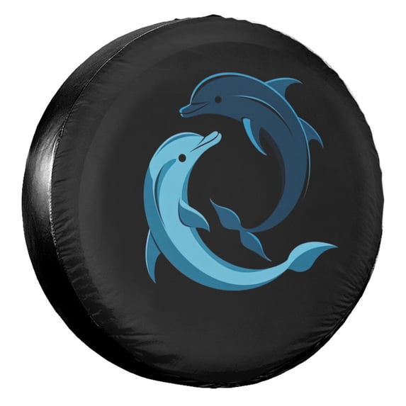 KAKALAD Dolphin Sign 01 Spare Tire Cover Universal Vehicle Accessories Buckle Car Tools 16”in