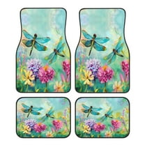 KAKALAD Dragonfly Garden Spring 01 Car Floor Mats 4PC Set Carpet Protection, Universal Fit for Car SUV VA & Truck, Vehicle Front & Rear