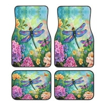 KAKALAD Dragonfly Garden Spring 04 Car Floor Mats 4PC Set Carpet Protection, Universal Fit for Car SUV VA & Truck, Vehicle Front & Rear