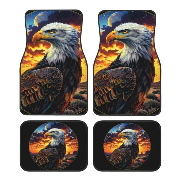 KAKALAD Eagle Sky Messenger Desert Car Floor Mats 4PC Set Carpet Protection, Universal Fit for Car SUV VA & Truck, Vehicle Front & Rear