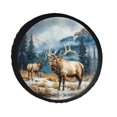 thumbnail image 1 of KAKALAD Elk in Snow 02 Spare Tire Cover PVC Leather Universal Vehicle Accessories Buckle Car Tools 14”in, 1 of 4