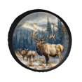 thumbnail image 1 of KAKALAD Elk in Snow 03 Spare Tire Cover PVC Leather Universal Vehicle Accessories Buckle Car Tools 14”in, 1 of 4